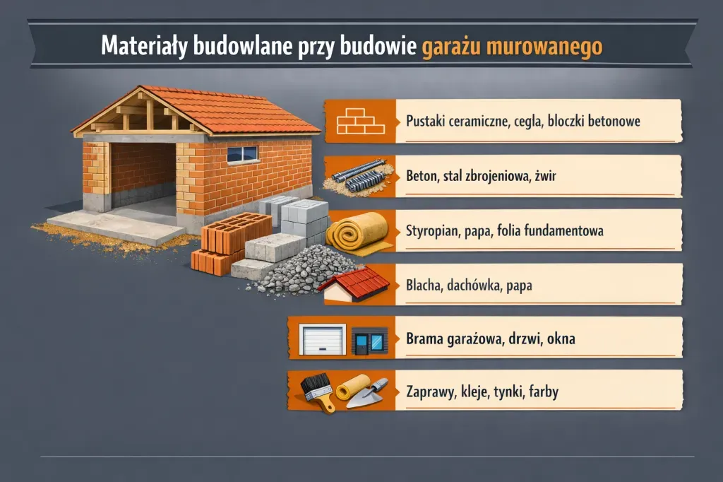 materiały budowlane przy budowie garażu murowanego