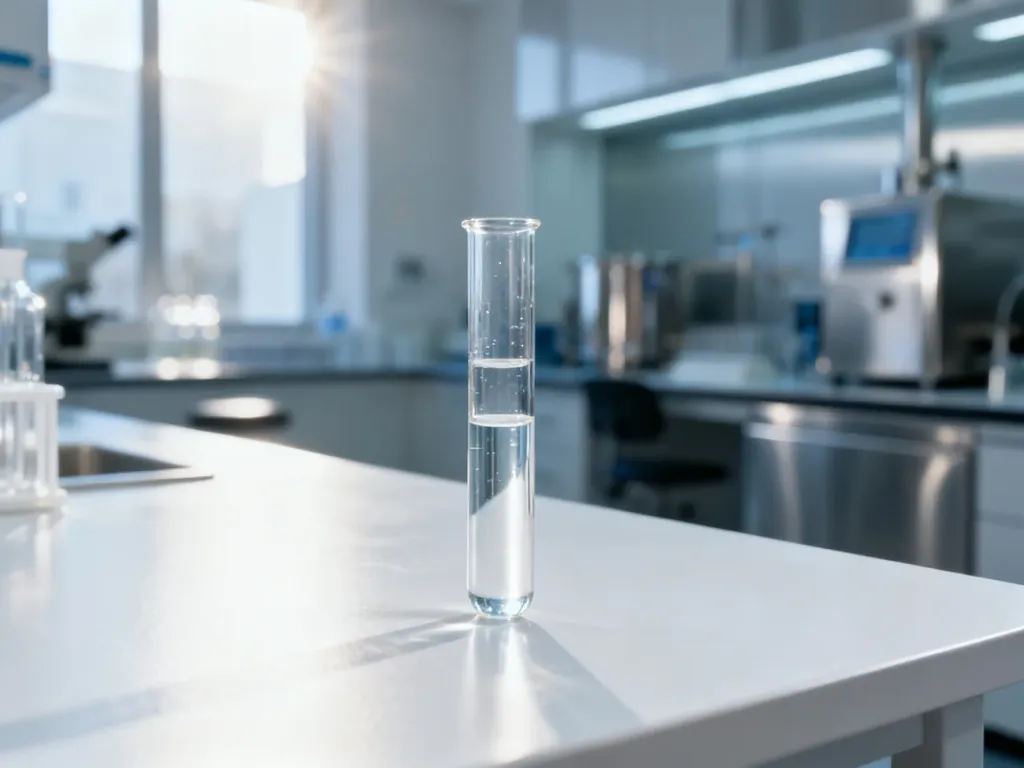 Probówka z próbką płynu w profesjonalnym laboratorium medycznym, gotowa do przeprowadzenia badań sanitarno-epidemiologicznych.